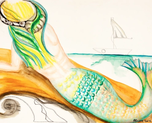 Mermaids Collection - Waiting - by Artist Annabel V Sclippa